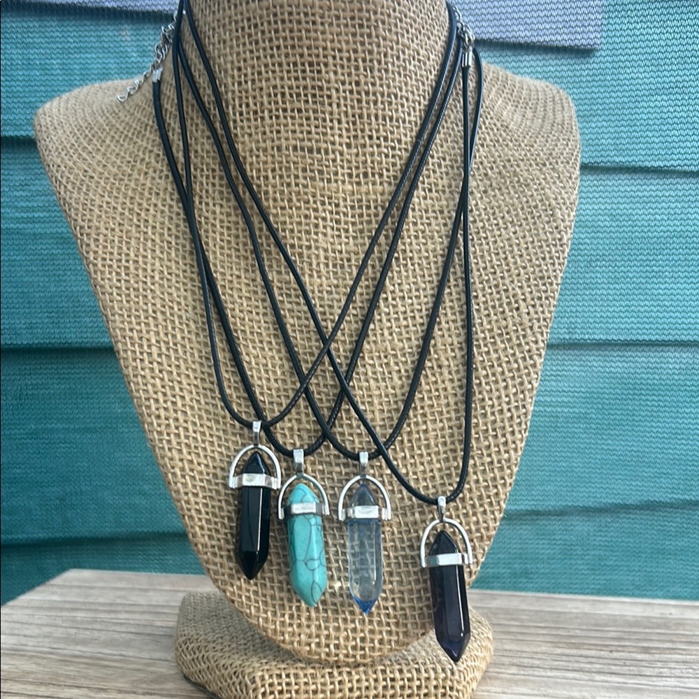 obsidian, or amethyst Pendant Necklace- pick 1-HOWLITE & BLUE TOPAZ SOLD